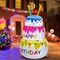 4FT Birthday Cake Party Outdoor Inflatable Decoration, Inflatable Decoration with LED Lights, Suitable for Gardens, Patios, and Lawns.